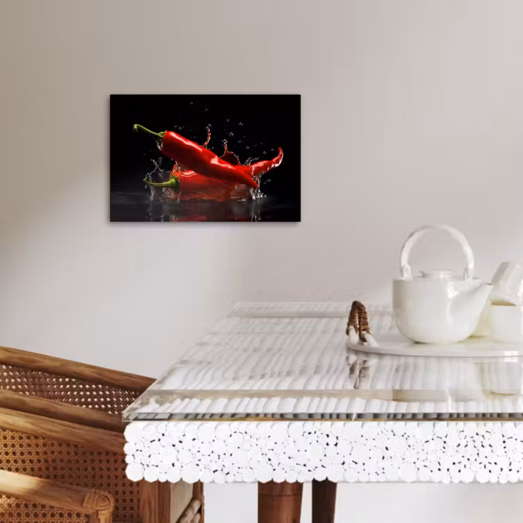 Lienzos decorativos - Pimiento - Rojo - Negro - Agua - Vegetal — 3