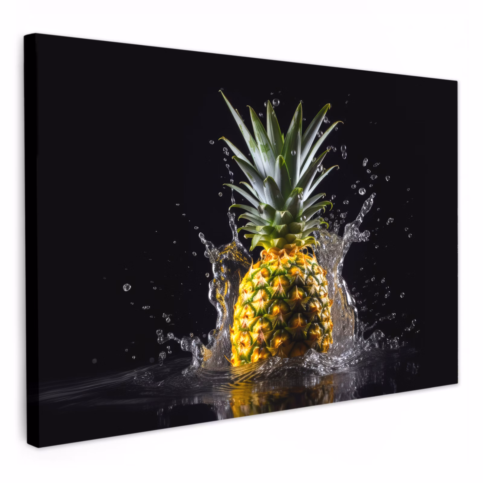 Lienzos decorativos - Piña - Fruta - Agua - Plantas - Negro — 1