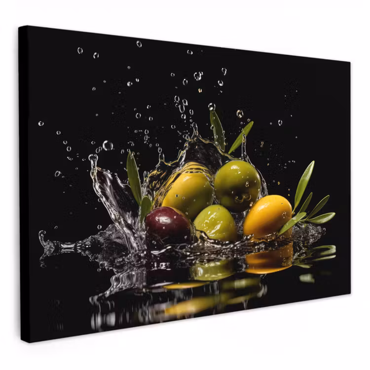 Lienzos decorativos - Aceitunas - Verde - Agua - Negro — 1