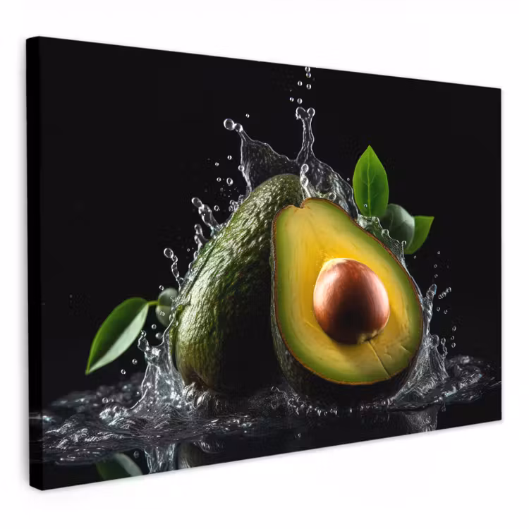 Lienzos decorativos - Aguacate - Vegetal - Hoja - Agua - Negro - Verde — 1
