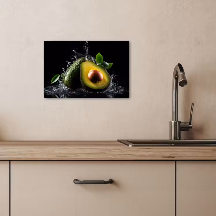 Lienzos decorativos - Aguacate - Vegetal - Hoja - Agua - Negro - Verde — 3