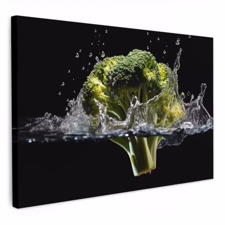 Lienzos decorativos - Brócoli - Verde - Agua - Negro — 1