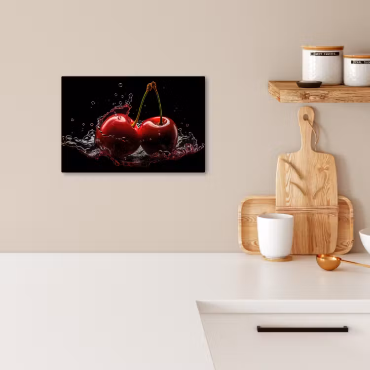 Lienzos decorativos - Cereza - Rojo - Fruta - Agua - Negro — 2