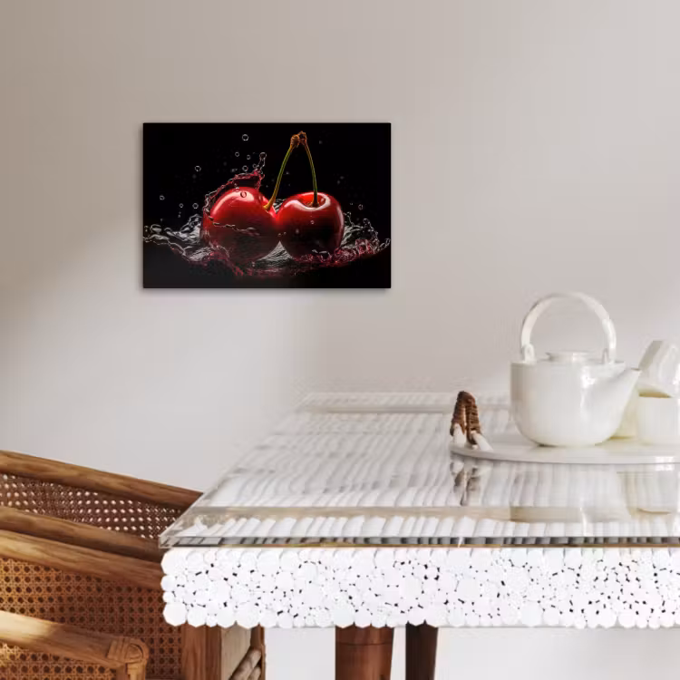 Lienzos decorativos - Cereza - Rojo - Fruta - Agua - Negro — 4