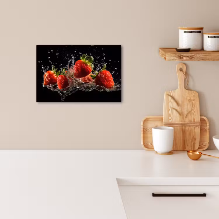 Lienzos decorativos - Fresas - Fruta - Rojo - Agua - Negro — 2
