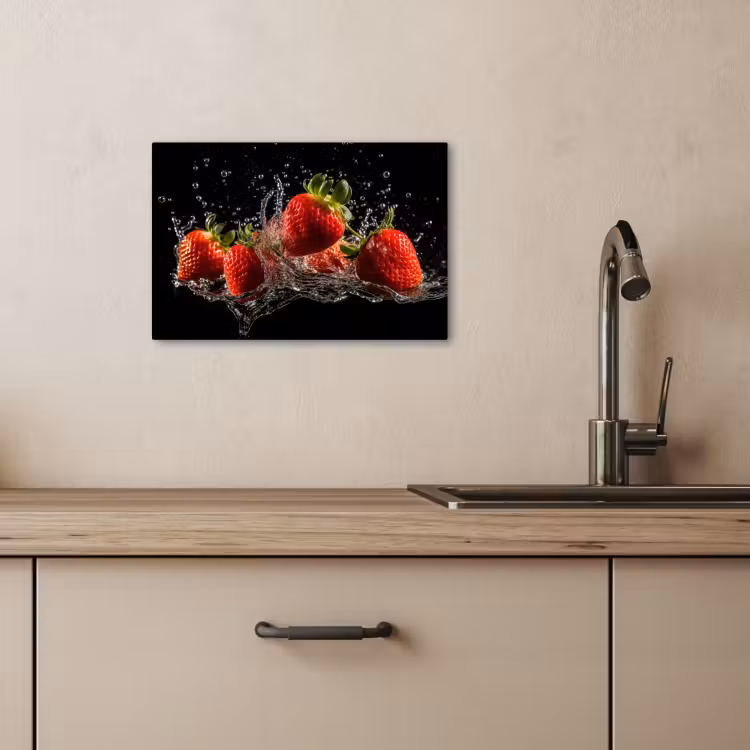Lienzos decorativos - Fresas - Fruta - Rojo - Agua - Negro — 4