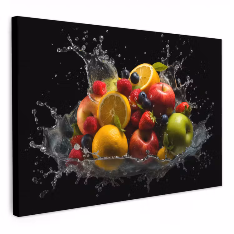 Lienzos decorativos - Fruta - Manzana - Naranja - Frutos rojos - Agua — 1