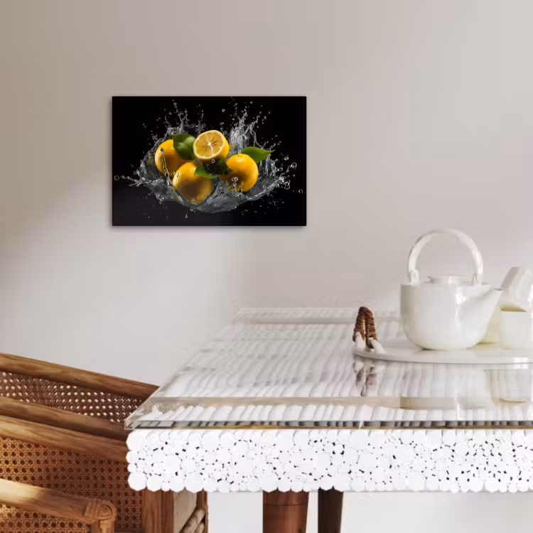 Lienzos decorativos - Limón - Fruta - Amarillo - Negro — 4