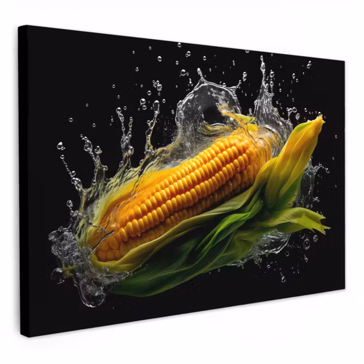 Lienzos decorativos - Maíz - Vegetal - Plantas - Negro - Agua — 1