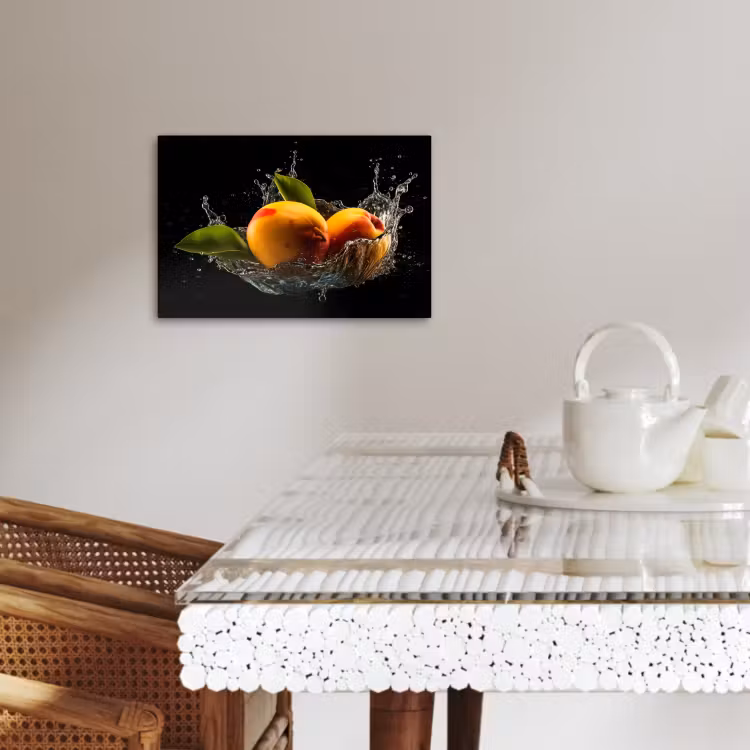 Lienzos decorativos - Mango - Fruta - Agua - Negro - Hoja — 4