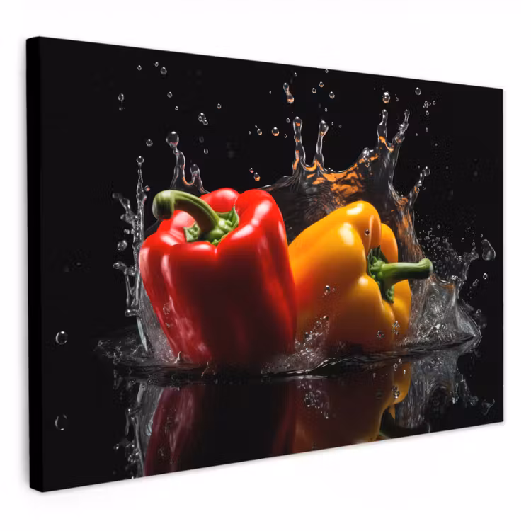 Lienzos decorativos - Pimiento - Agua - Negro - Vegetal - Rojo - Amarillo — 1