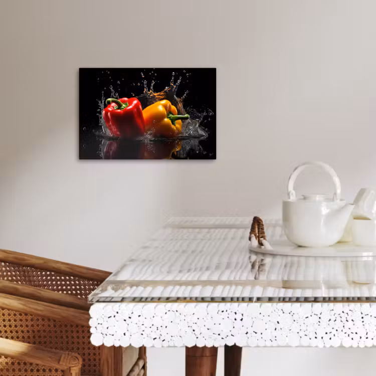 Lienzos decorativos - Pimiento - Agua - Negro - Vegetal - Rojo - Amarillo — 3