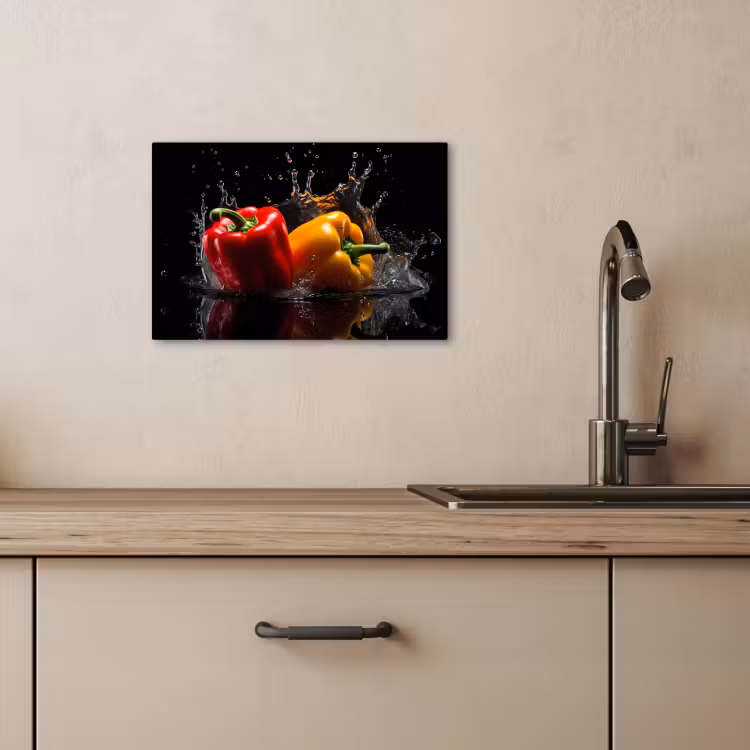 Lienzos decorativos - Pimiento - Agua - Negro - Vegetal - Rojo - Amarillo — 4