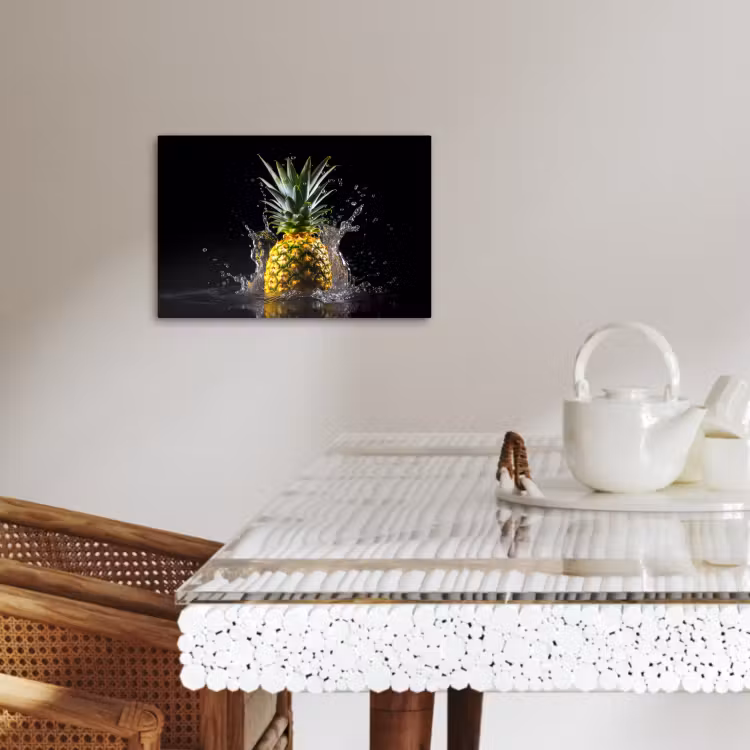 Lienzos decorativos - Piña - Fruta - Agua - Plantas - Negro — 3
