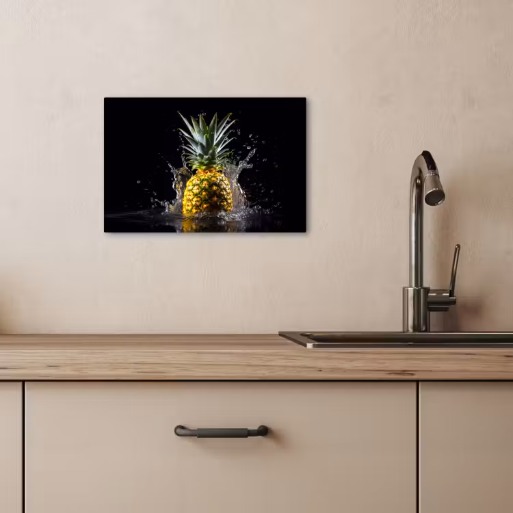 Lienzos decorativos - Piña - Fruta - Agua - Plantas - Negro — 4