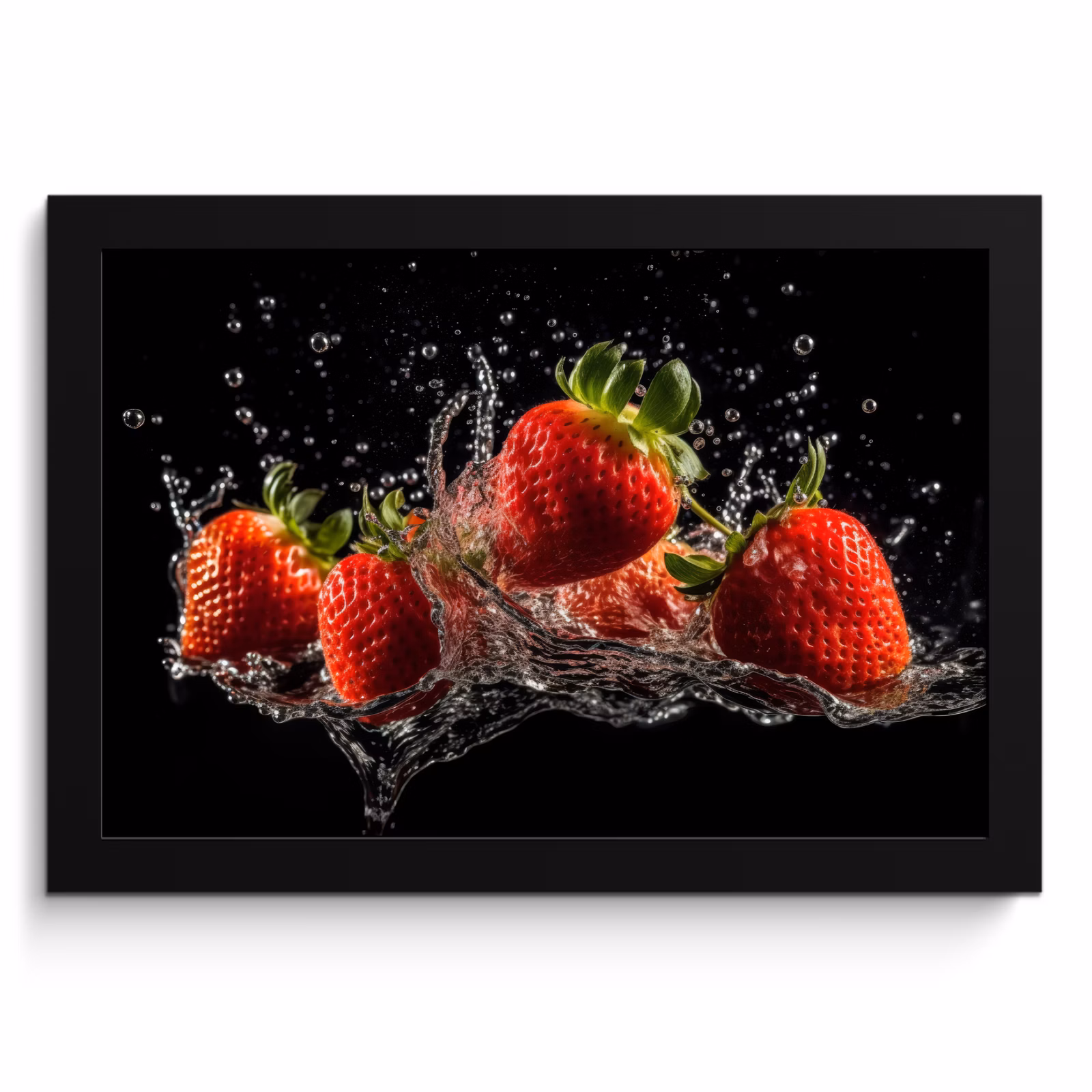 Cuadros enmarcados - Fresas - Fruta - Rojo - Agua - Negro — 1