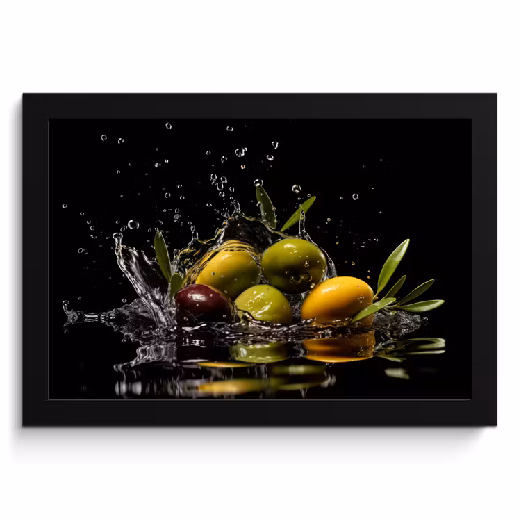 Cuadros enmarcados - Aceitunas - Verde - Agua - Negro — 1