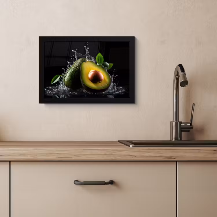 Cuadros enmarcados - Aguacate - Vegetal - Hoja - Agua - Negro - Verde — 4