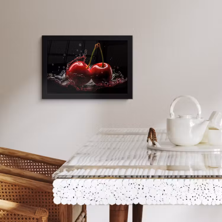 Cuadros enmarcados - Cereza - Rojo - Fruta - Agua - Negro — 2