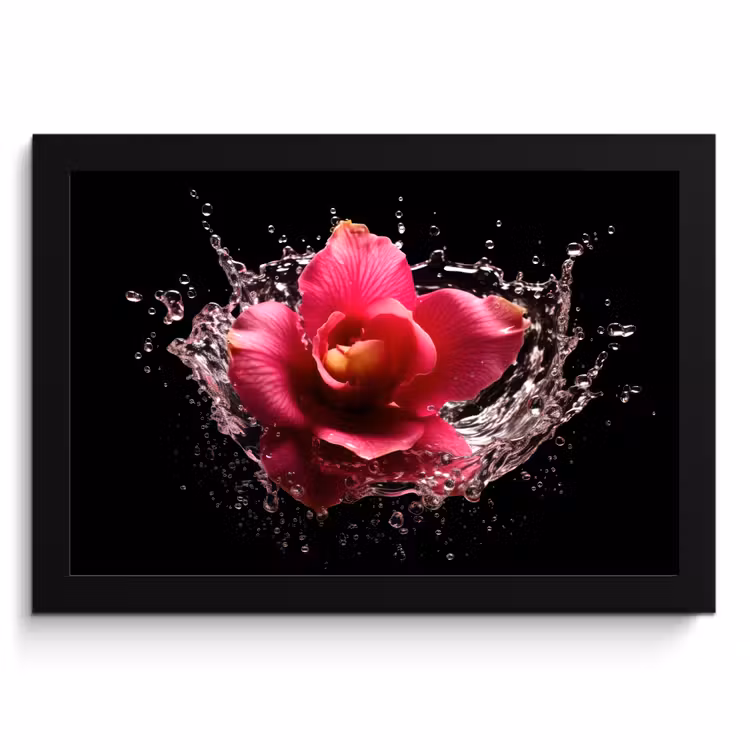 Cuadros enmarcados - Flores - Rosa - Agua - Negro - Botánico - Naturaleza — 1