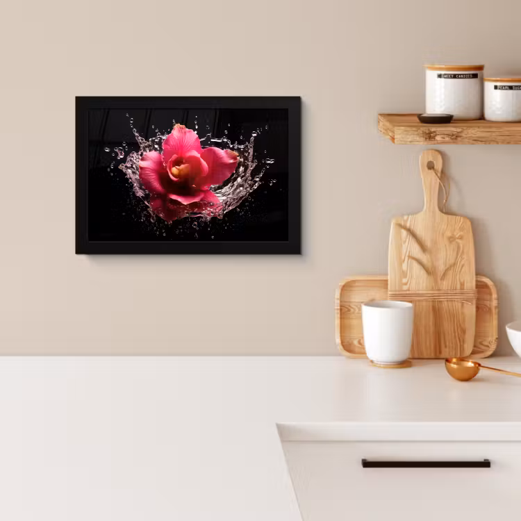 Cuadros enmarcados - Flores - Rosa - Agua - Negro - Botánico - Naturaleza — 2