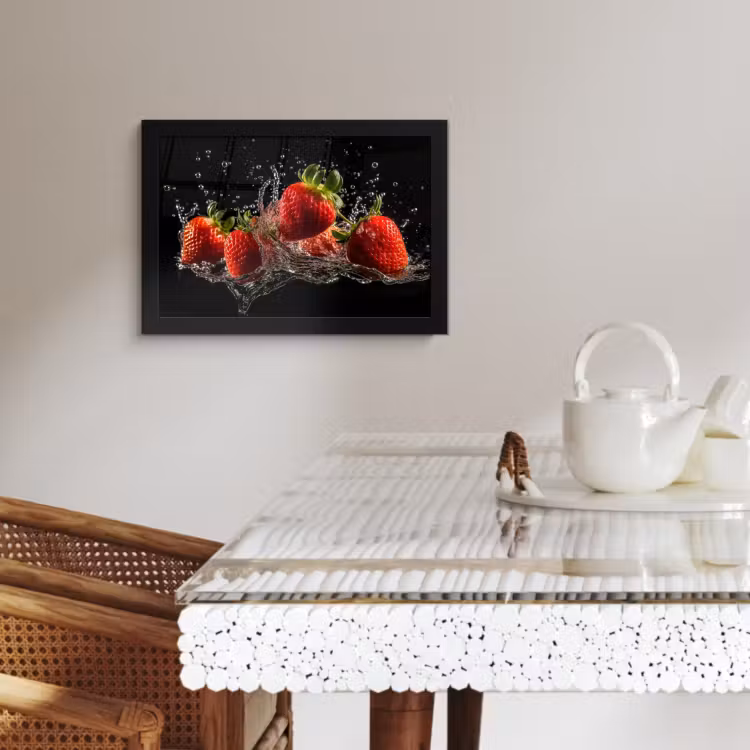 Cuadros enmarcados - Fresas - Fruta - Rojo - Agua - Negro — 3