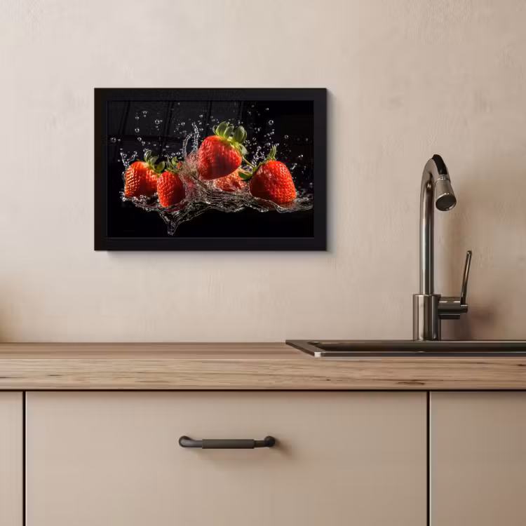 Cuadros enmarcados - Fresas - Fruta - Rojo - Agua - Negro — 4