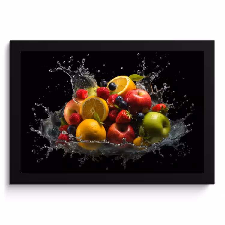 Cuadros enmarcados - Fruta - Manzana - Naranja - Frutos rojos - Agua — 1