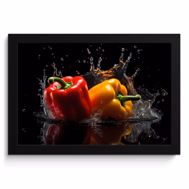 Cuadros enmarcados - Pimiento - Agua - Negro - Vegetal - Rojo - Amarillo — 1