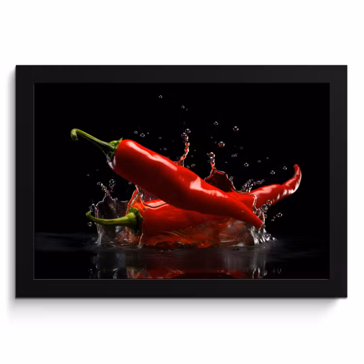 Cuadros enmarcados - Pimiento - Rojo - Negro - Agua - Vegetal — 1