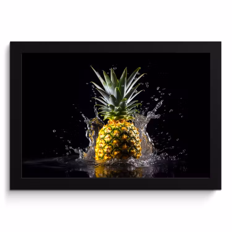 Cuadros enmarcados - Piña - Fruta - Agua - Plantas - Negro — 1