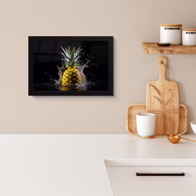 Cuadros enmarcados - Piña - Fruta - Agua - Plantas - Negro — 2