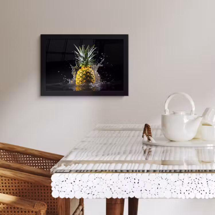Cuadros enmarcados - Piña - Fruta - Agua - Plantas - Negro — 3