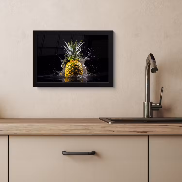 Cuadros enmarcados - Piña - Fruta - Agua - Plantas - Negro — 4