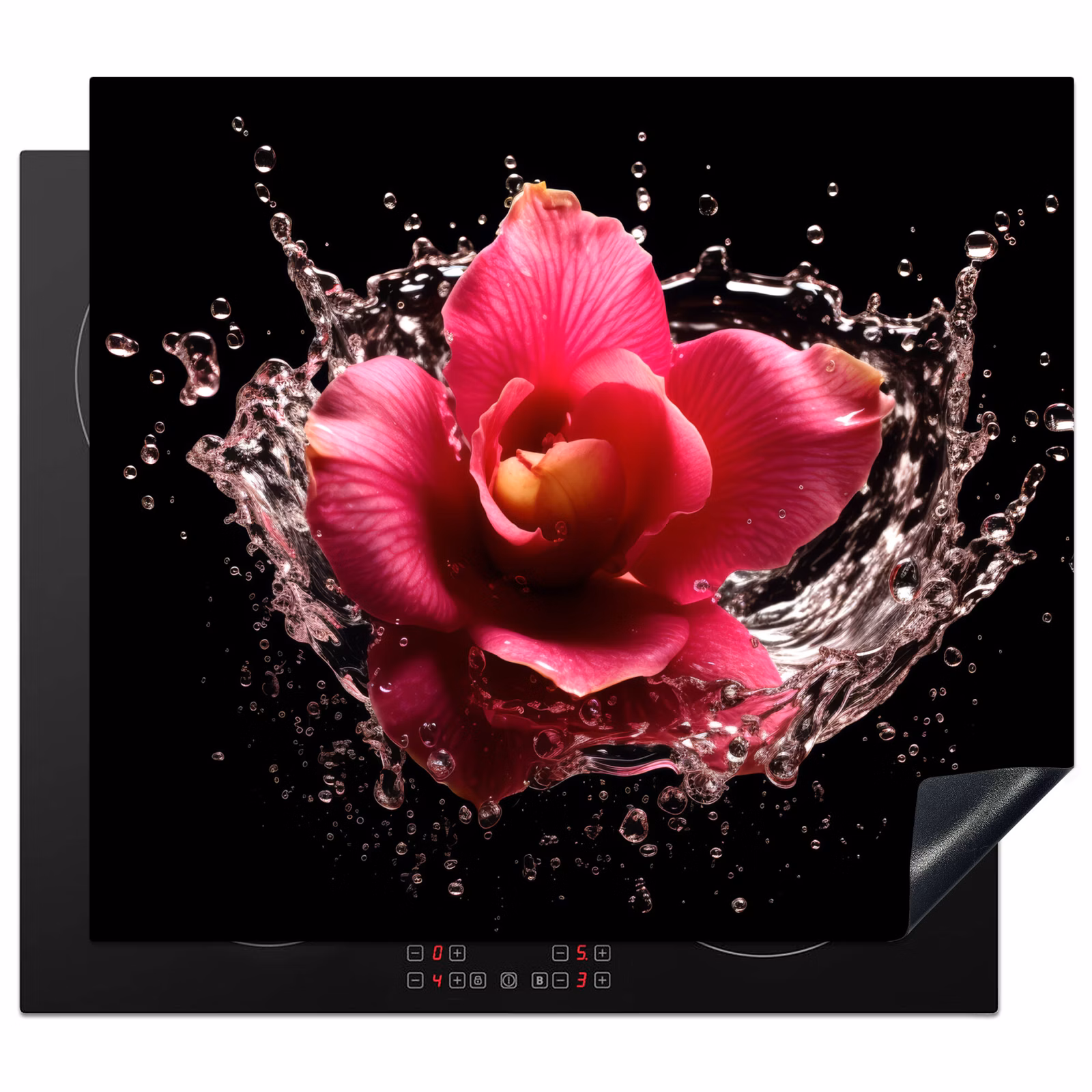 Protector de inducción - Fiori - Rosa - Acqua - Nero - Botanica - Natura — 1