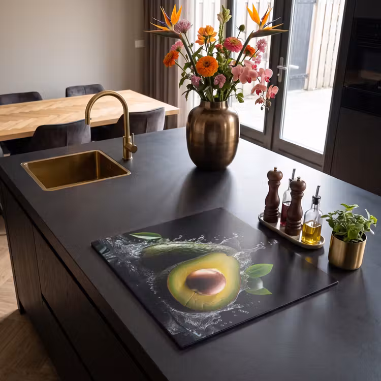 Protector de inducción - Avocado - Verdura - Foglia - Acqua - Nero - Verde — 2