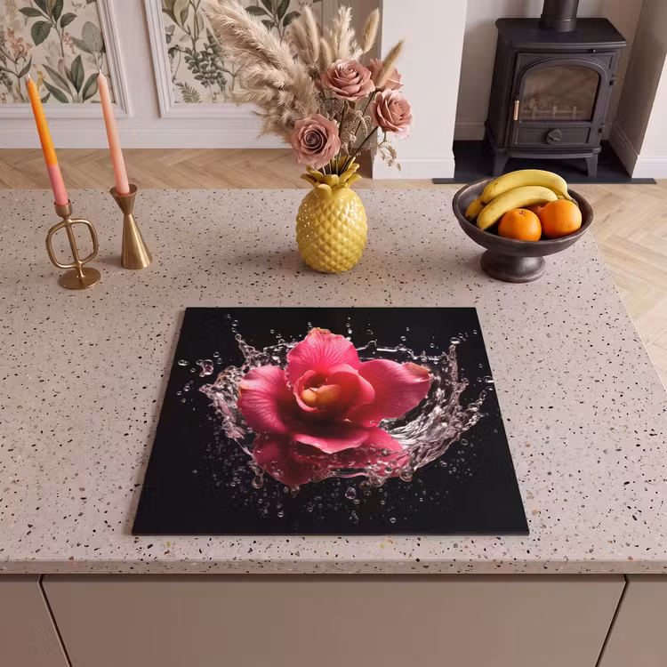 Protector de inducción - Fiori - Rosa - Acqua - Nero - Botanica - Natura — 3