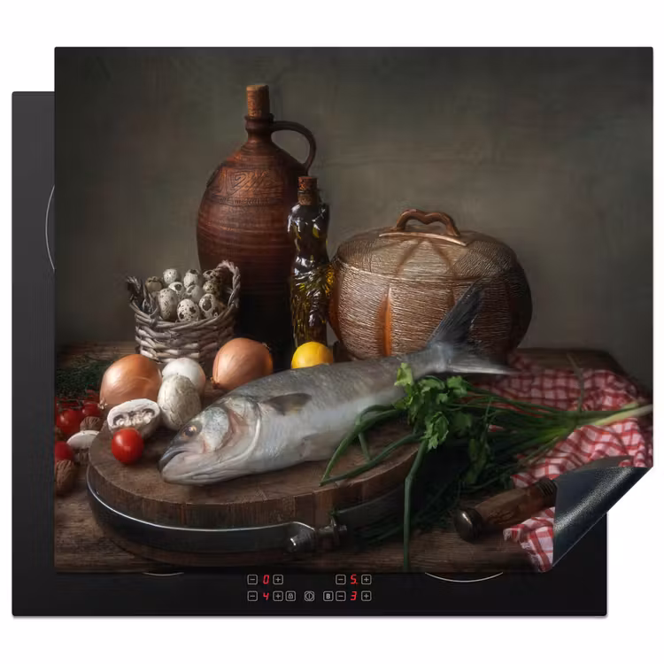 Protector de inducción - Natura morta con pesce e olio d'oliva — 1