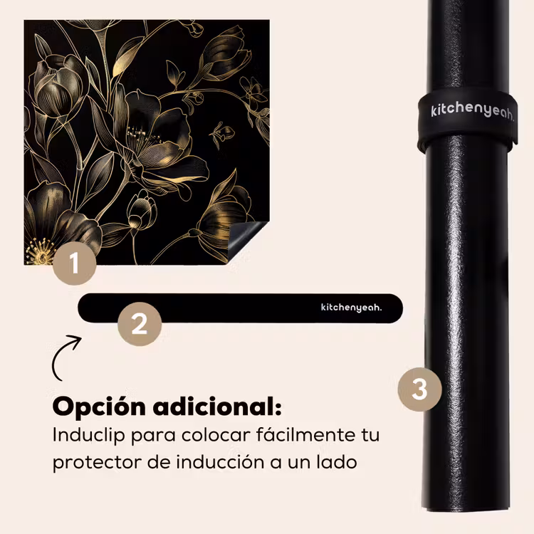 Protector de inducción - Flora dorata su velluto nero — 8