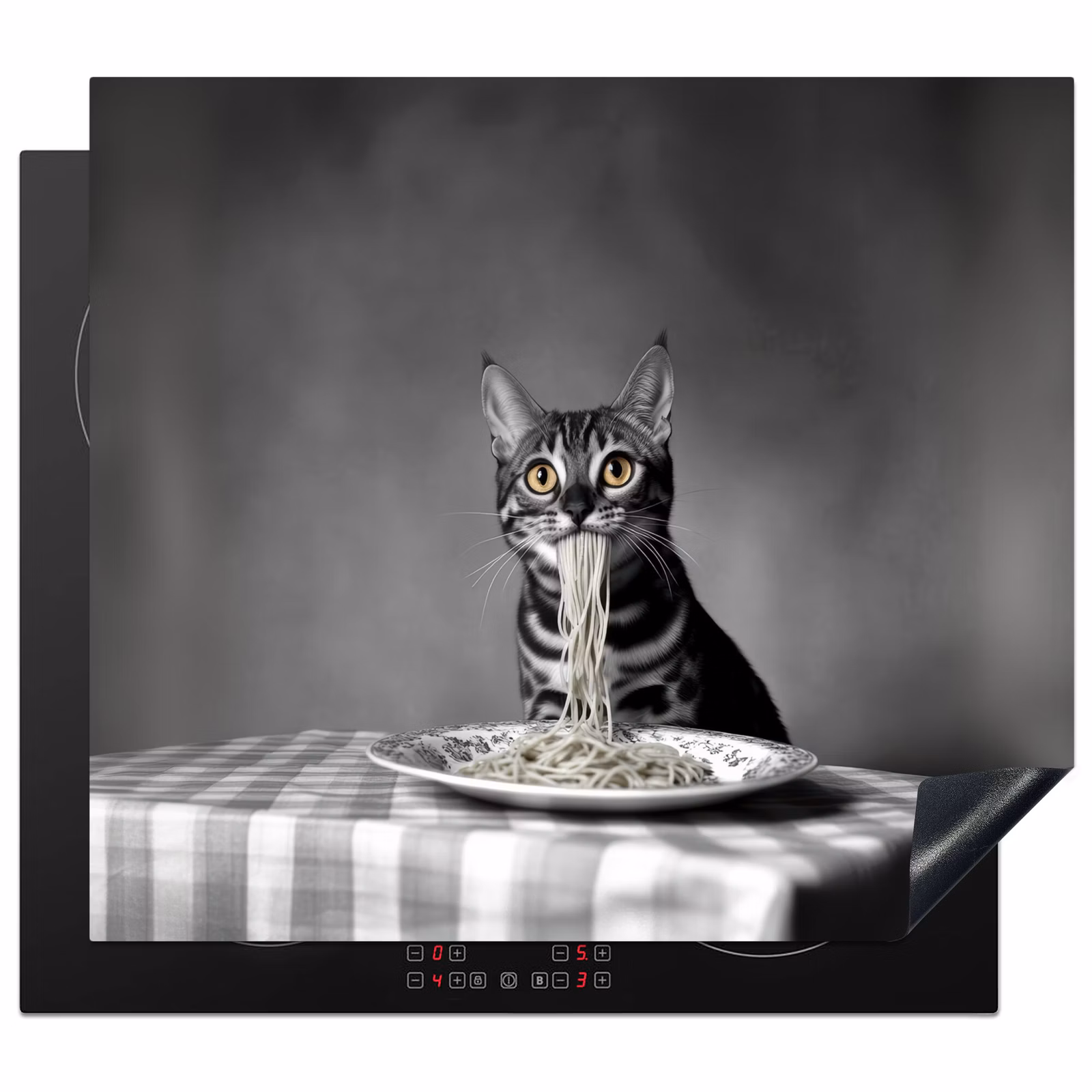 Protector de inducción - Bengala - Gatto - Tovaglia - Nero - Bianco - Animale — 1