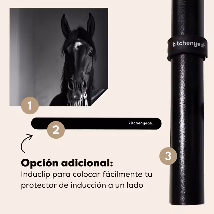 Protector de inducción - Cavallo - Piatto - Pasta - Tovaglia - Bianco e nero - Animali — 8