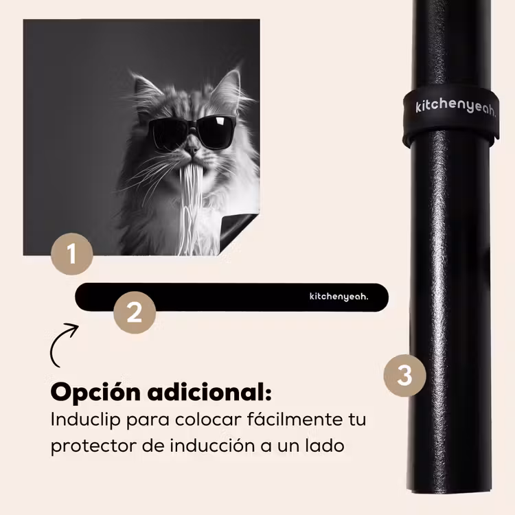 Protector de inducción - Gatto a pelo lungo - Occhiali da sole - Spaghetti - Umorismo - Nero - bianco — 8