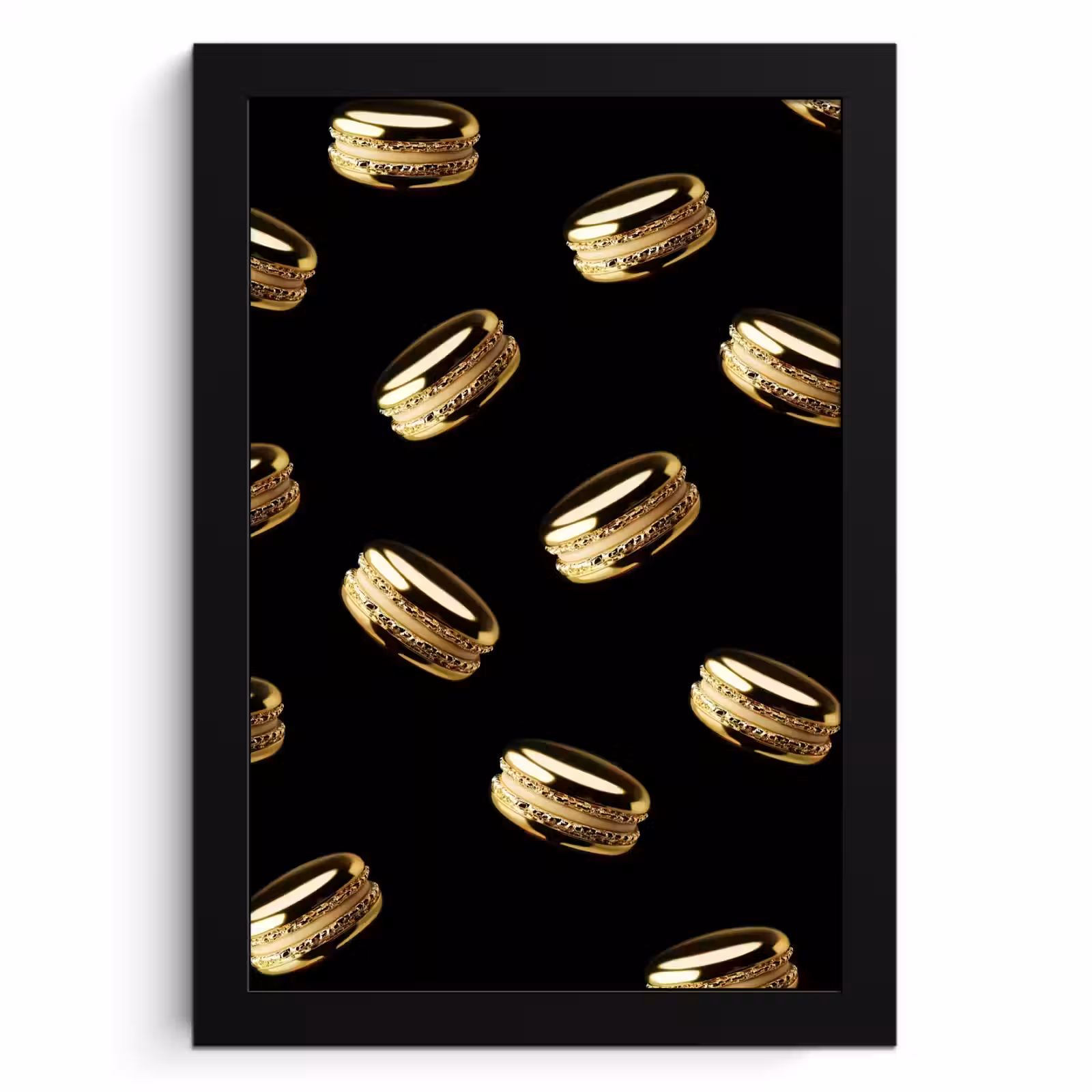 Cuadros enmarcados - Macarrones - Patrón - Oro - Negro — 1