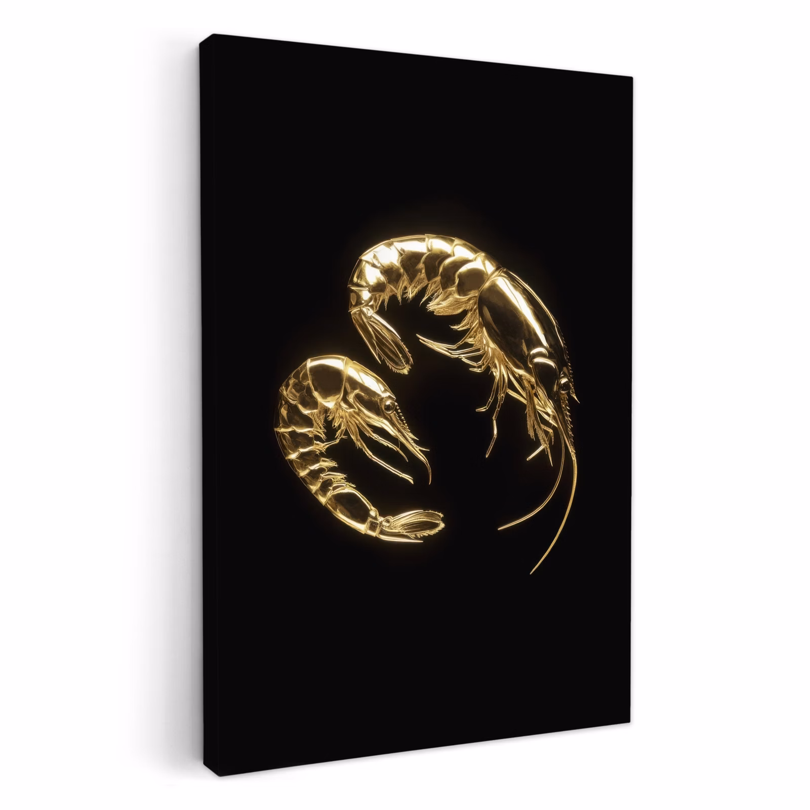 Lienzos decorativos - Camarones - Negro - Oro - Animales — 1