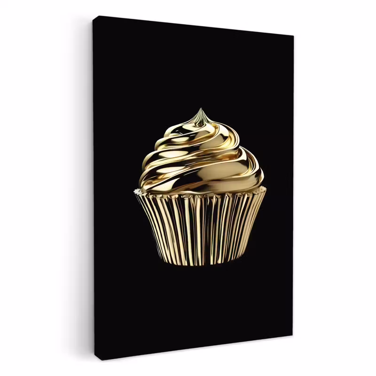 Lienzos decorativos - Cupcake - Comida - Oro - Negro — 1