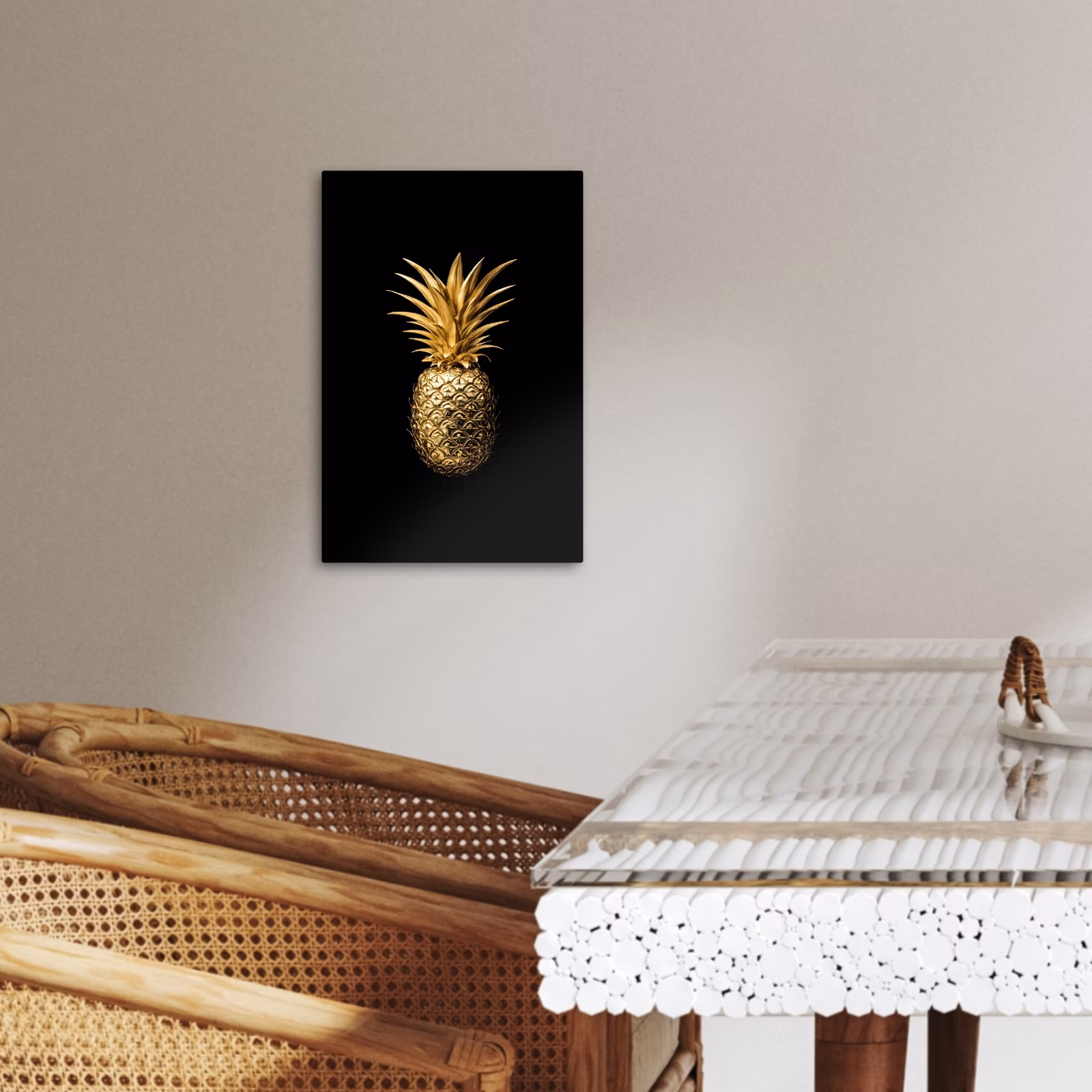 Lienzos decorativos - Piña - Negro - Oro - Lujo — 1
