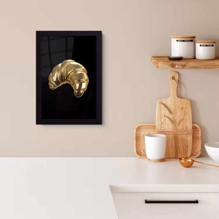 Cuadros enmarcados - Croissant - Pan - Oro - Negro — 2
