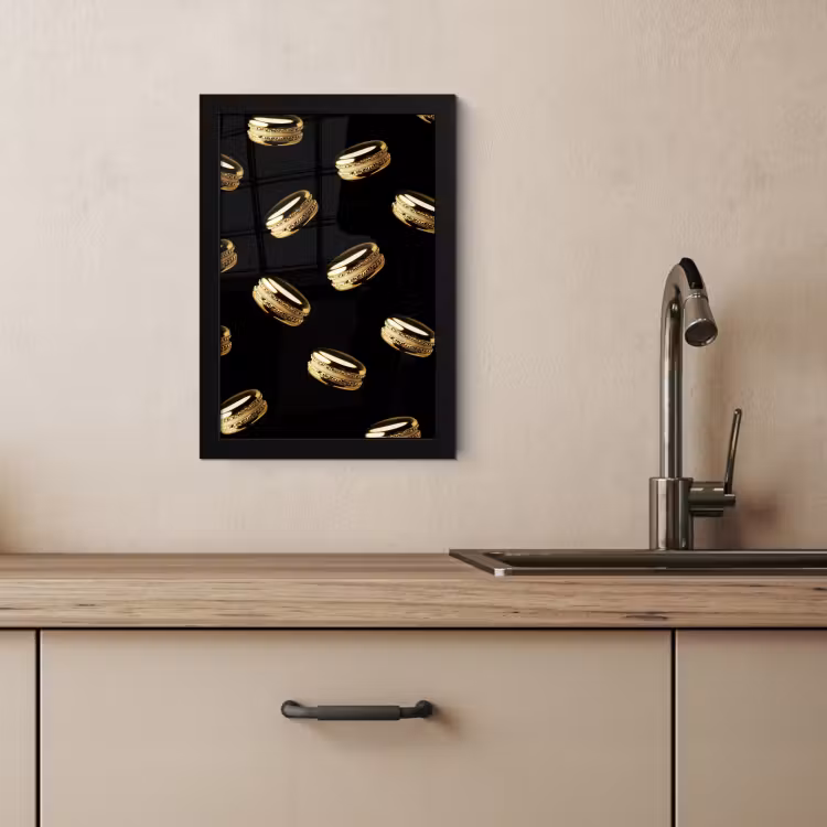 Cuadros enmarcados - Macarrones - Patrón - Oro - Negro — 4