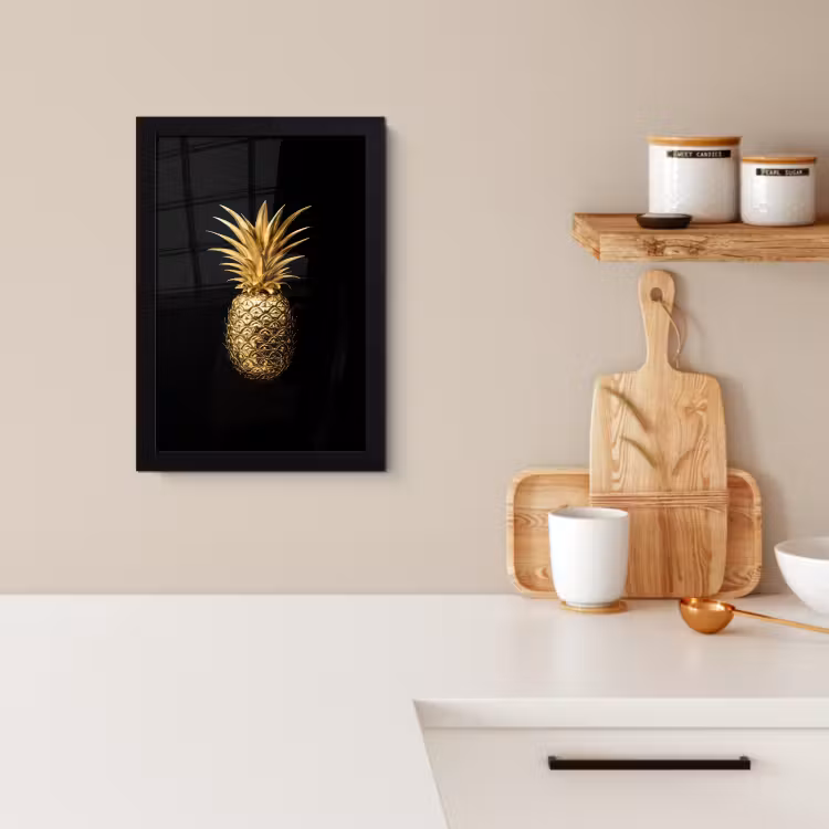 Cuadros enmarcados - Piña - Negro - Oro - Lujo — 2