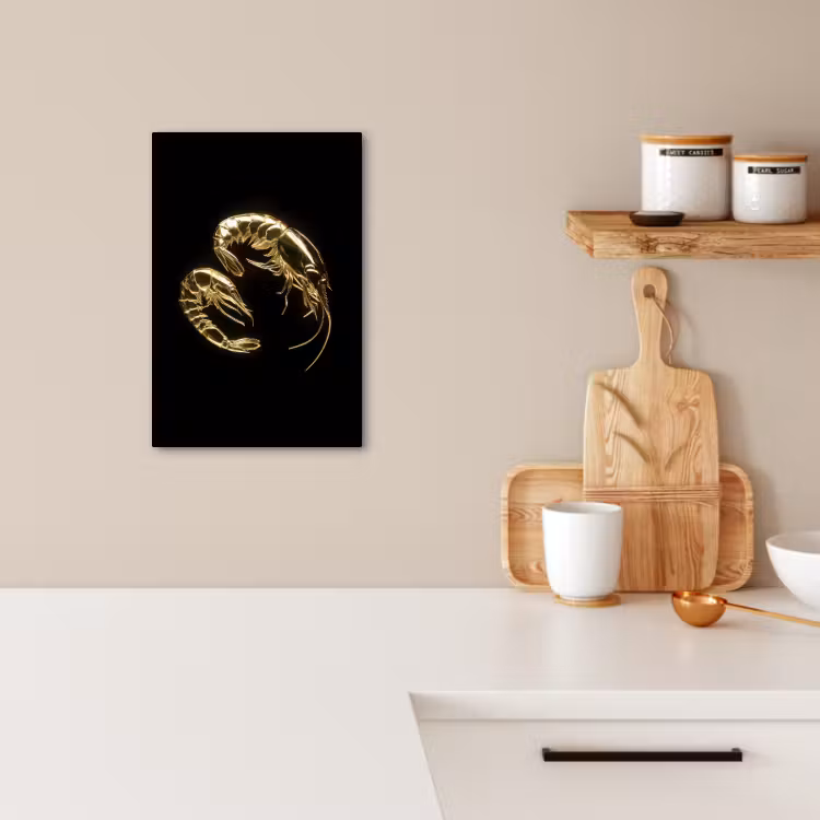 Lienzos decorativos - Camarones - Negro - Oro - Animales — 2
